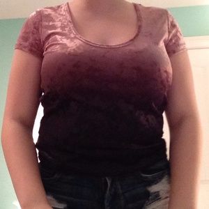 AE pink to purple ombre velvet top